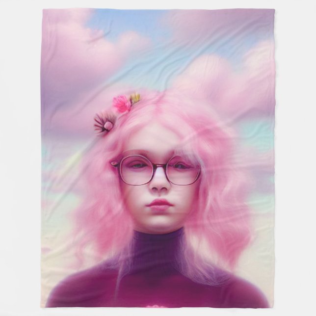 Dreamy Pink Fleece Blanket (Front)