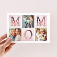 Dreamy Pink Floral MOM Photo Collage Mother's Day
