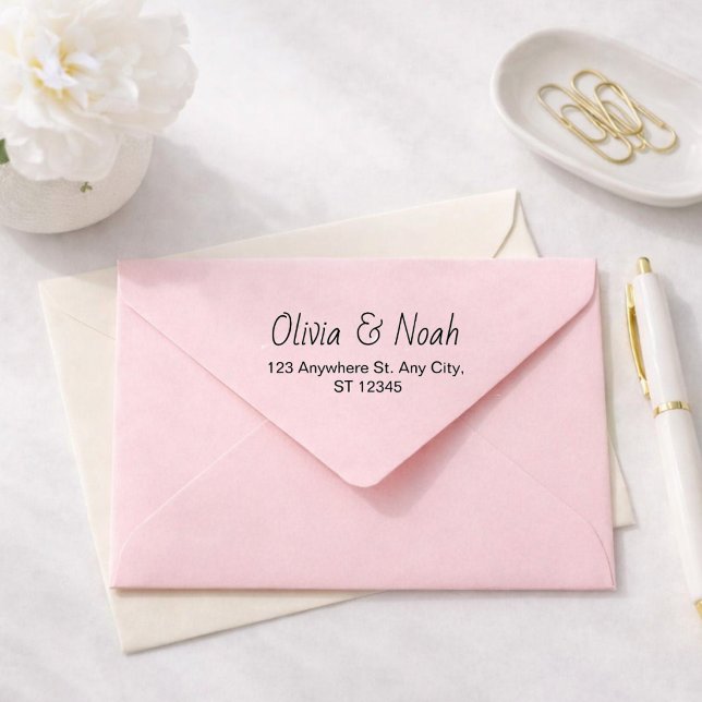 Dreamy Pink Floral Return Address Rubber Stamp (Creator Uploaded)