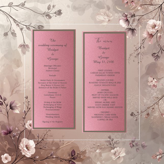 dreamy pink glitter wedding menu & program (Creator Uploaded)