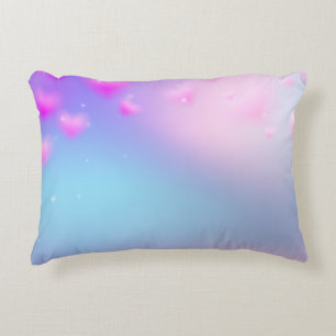 Dreamy Pink Hearts & Sparkles Pastel Backgr Decorative Cushion