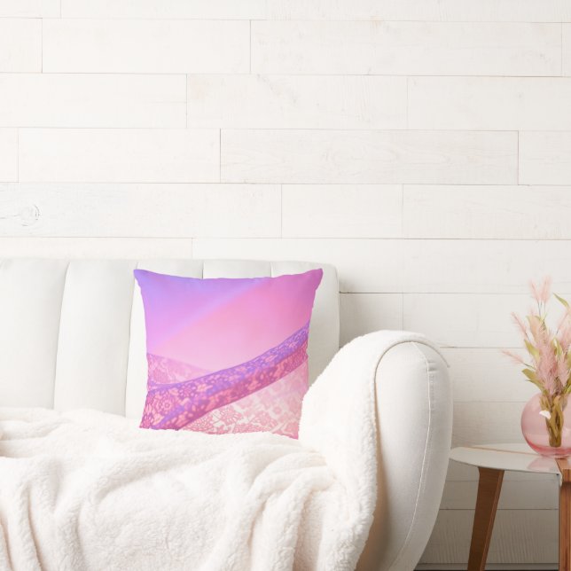 Dreamy Pink Lace Abstract Throw Pillow (Couch)