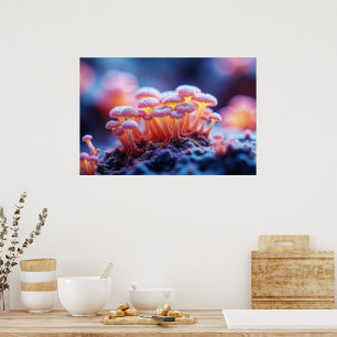 Dreamy Pink Mushrooms – Soft Nature Macro Poster