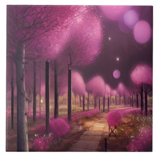 Dreamy Pink Nightscape Tile