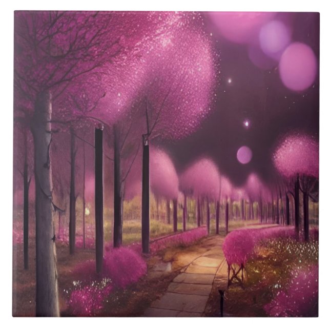 Dreamy Pink Nightscape Tile (Front)