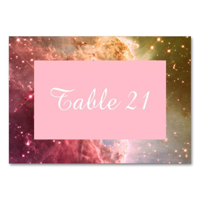 Dreamy Pink Orange Ombre Beautiful Nebula Numbered Table Number (Back)