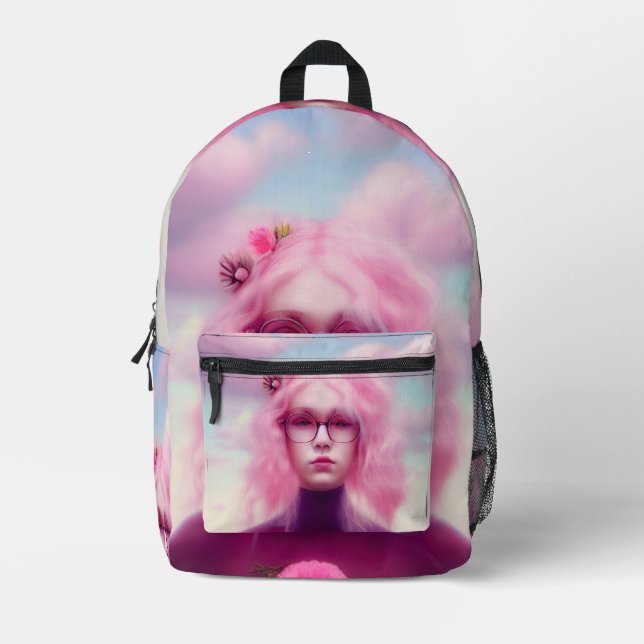 Dreamy Pink Printed Backpack (Front)