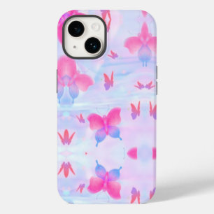 Dreamy Pink & Purple Butterfly Background iPhone 14 Case