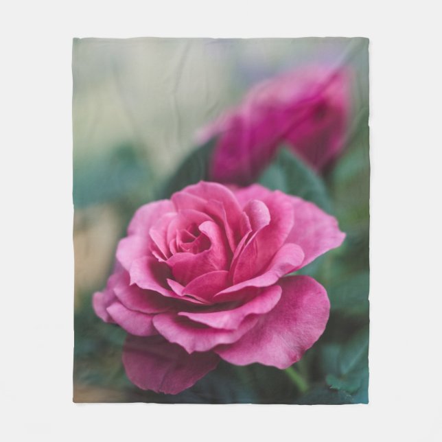 Dreamy Pink Rose Fleece Blanket (Front)