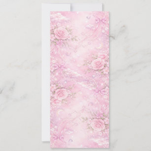 Dreamy Pink Rose Floral Pearls Bows Sparkle Pastel Invitation