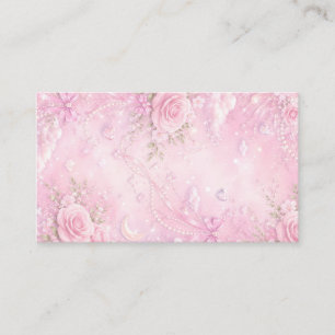 Dreamy Pink Rose Floral Pearls Bows Sparkles Enclosure Card