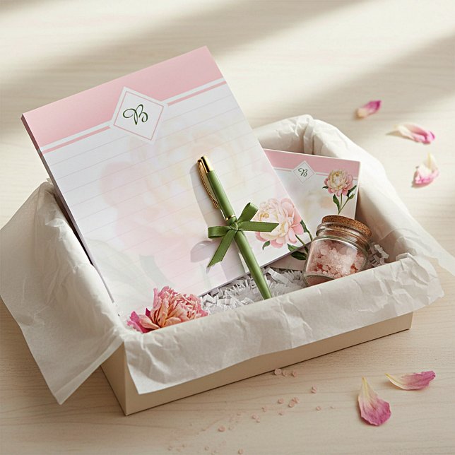 Dreamy pink rose monogram notepad (Creator Uploaded)