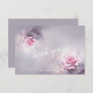 Dreamy Pink Rose on Dusty Lilac Thank You Card