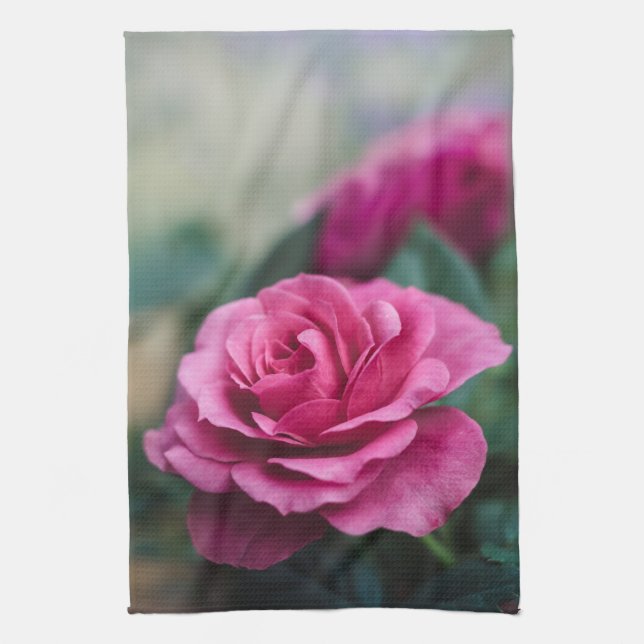 Dreamy Pink Rose Tea Towel (Vertical)