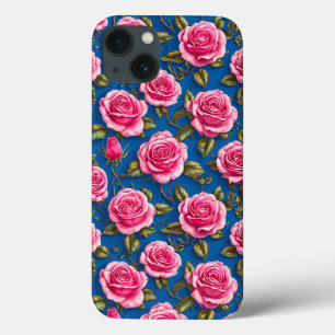 Dreamy Pink Roses Floral Feminine Luxury Design iPhone 13 Case