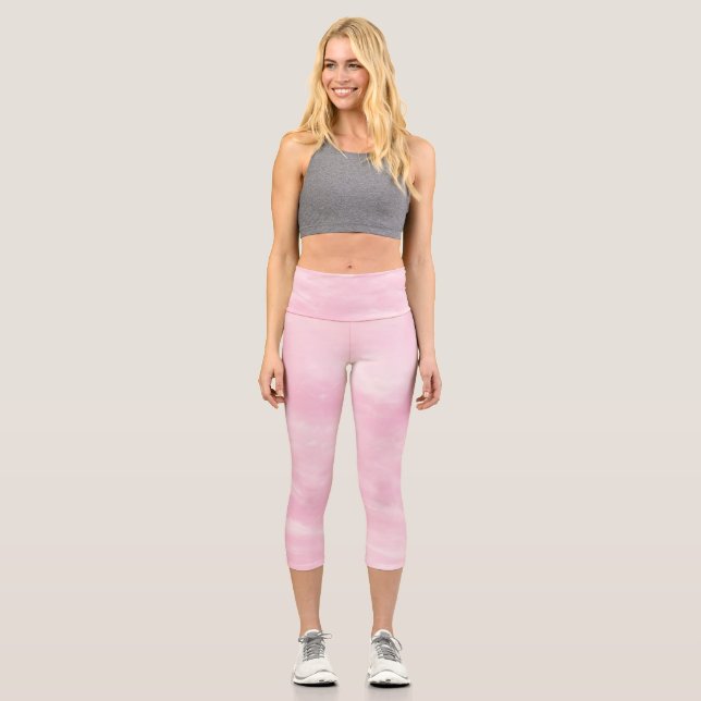 Dreamy Pink Sky 1 Capri Leggings (Front)