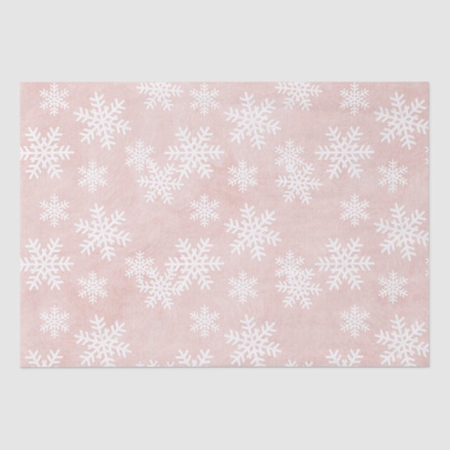 Dreamy Pink Snowflake Pattern Holiday Christmas  Tissue Paper (Front)