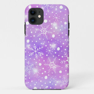 Dreamy Pink Snowflakes and Stars Christmas Case-Mate iPhone Case