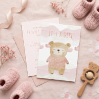 Dreamy Pink Teddy Bear Baby Shower it's a girl