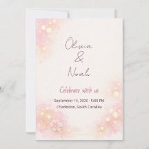 Dreamy Pink Watercolor Floral Wedding Invitation