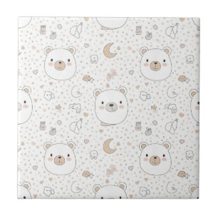 Dreamy Polar Bears with Moons and Stars Tile