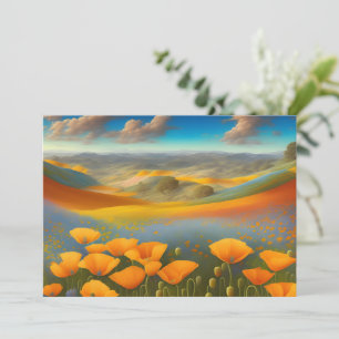 Dreamy Poppies Digital Art Flat Greeting Card