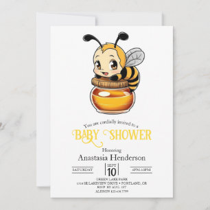 Dreamy Pretty Bee Baby Shower Invitation
