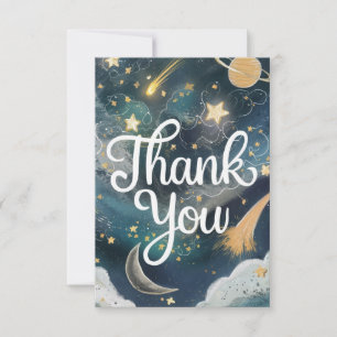 Dreamy Pretty Stars Celestial Thank You Card