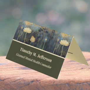 Dreamy Psychologist Course Cream Green Floral Business Card