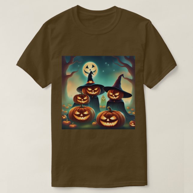 Dreamy Pumpkins Moonlight Brown T-Shirt  (Design Front)