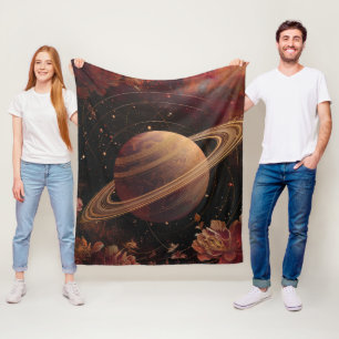 Dreamy Purple Cosmos Crystal Planet Fleece Blanket