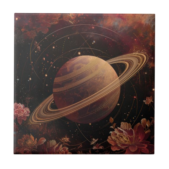 Dreamy Purple Cosmos Crystal Planet Tile (Front)