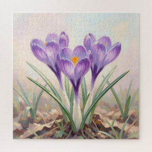 Dreamy Purple Crocus Spring Bloom Jigsaw Puzzle