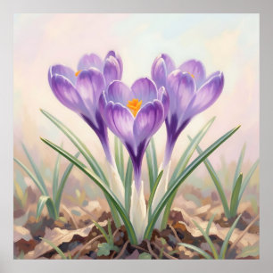Dreamy Purple Crocus Spring Bloom Poster