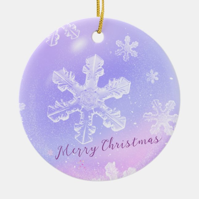 Dreamy Purple Crystal Ball Translucent Snowflake Ceramic Tree Decoration (Front)