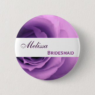 Dreamy Purple Rose Custom Name Bridesmaid 6 Cm Round Badge