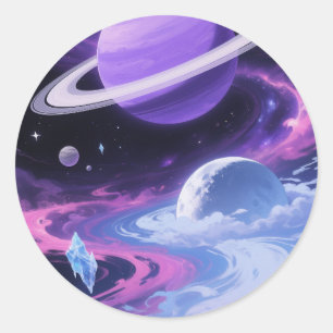 Dreamy Purple Saturn Classic Round Sticker