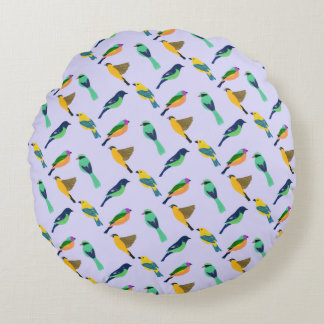Dreamy Purple Sky Colourful Bird  Round Cushion