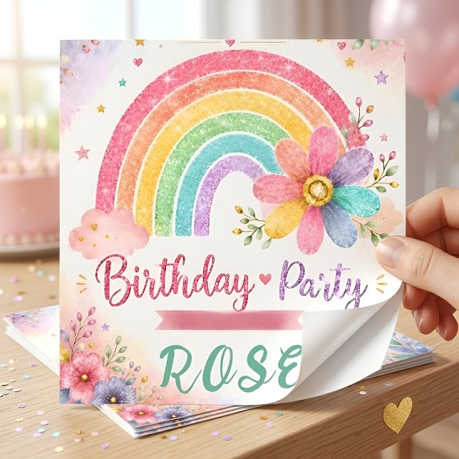 Dreamy Rainbow Birthday Square Sticker (Creator Uploaded)
