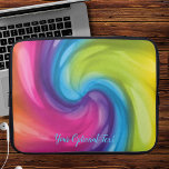 Dreamy Rainbow Swirl Laptop Sleeve<br><div class="desc">This richly coloured swirly patterned laptop sleeve is ready for your name or other personalised text (optional).  Choose from three size options.</div>