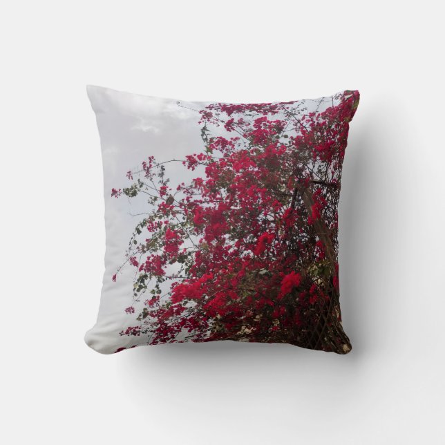 Dreamy Red Bougainvillea Floral Photography Throw  Cushion (Front)