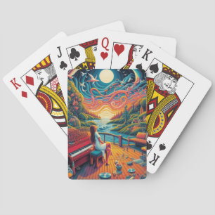 Dreamy Riverfront Harmony Playing Cards