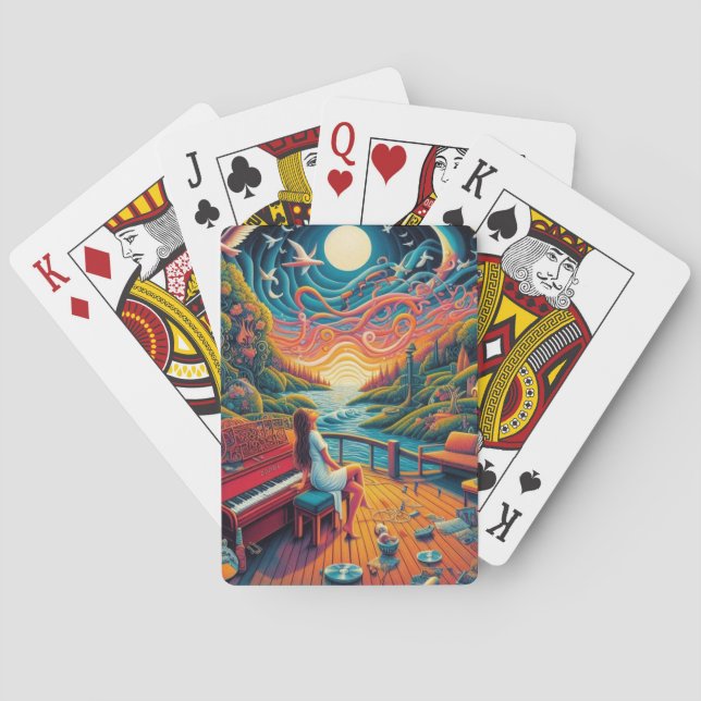 Dreamy Riverfront Harmony Playing Cards (Back)