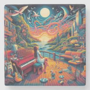 Dreamy Riverfront Harmony Stone Coaster