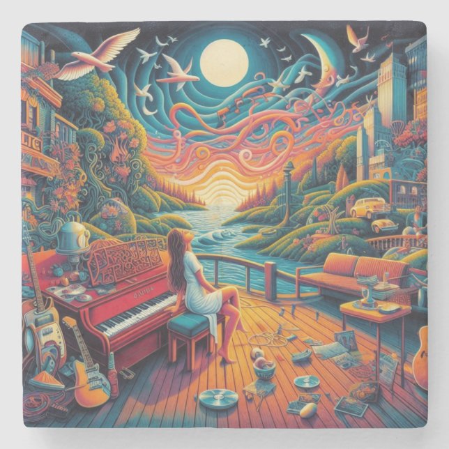 Dreamy Riverfront Harmony Stone Coaster (Front)
