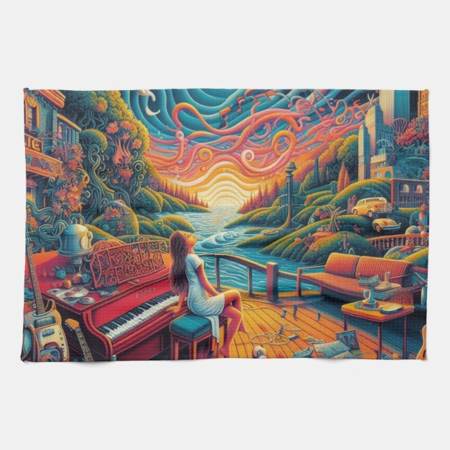 Dreamy Riverfront Harmony Tea Towel (Horizontal)