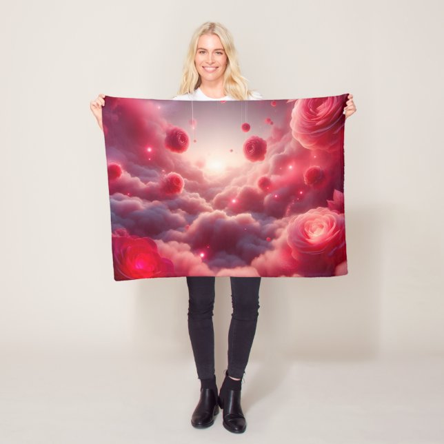 Dreamy Romantic Fantasy Roses Love Fleece Blanket (In Situ)
