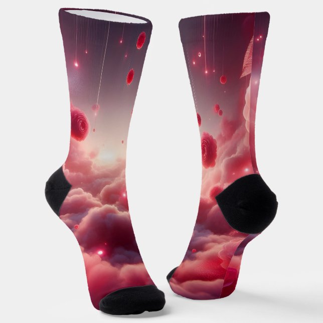 Dreamy Romantic Fantasy Roses Love Socks (Angled)