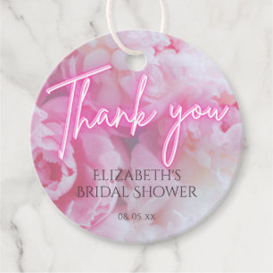 Dreamy Romantic Pink Peonies Floral Bridal Shower Favour Tags