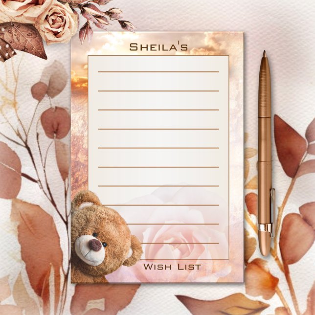 Dreamy Romantic Wish List Bear Post-it Notes (Creator Uploaded)
